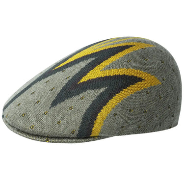 Kangol Shock Wave 507 Intarsia Knitted Flat Cap in Moss Grey #color_ Moss Grey