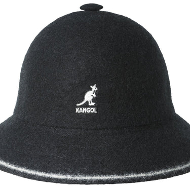 Kangol Stripe Casual Wool Bucket Hat in Black / Off White #color_ Black / Off White
