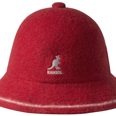 Kangol Stripe Casual Wool Bucket Hat in Red / Off White #color_ Red / Off White