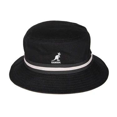 Kangol Stripe Lahinch Classic Cotton Bucket Hat in Black / Tan #color_ Black / Tan