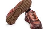 Paul Parkman Men's Burnished Textured Leather Sneakers in Brown