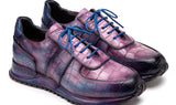 Paul Parkman Men's Textured Leather Sneakers in Blue & Purple
