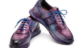 Paul Parkman Men's Textured Leather Sneakers in Blue & Purple