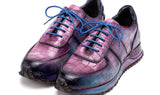 Paul Parkman Men's Textured Leather Sneakers in Blue & Purple