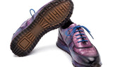 Paul Parkman Men's Textured Leather Sneakers in Blue & Purple
