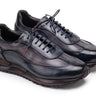 Paul Parkman Men's Patina Leather Sneakers in Navy & Grey in ----- #color_ -----