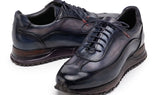 Paul Parkman Men's Patina Leather Sneakers in Navy & Grey
