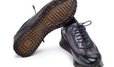 Paul Parkman Men's Patina Leather Sneakers in Navy & Grey