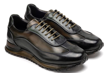 Paul Parkman Men's Patina Leather Sneakers in Green