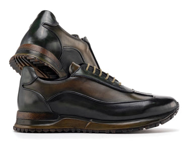 Paul Parkman Men's Patina Leather Sneakers in Green
