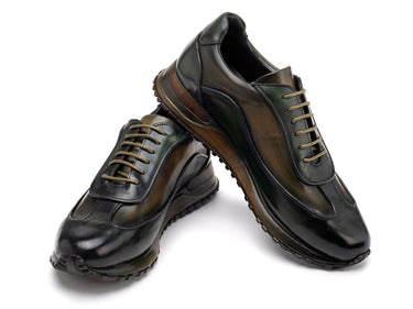 Paul Parkman Men's Patina Leather Sneakers in Green