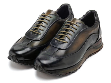 Paul Parkman Men's Patina Leather Sneakers in Green