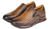 Paul Parkman Men's Woven Leather Slip-On Sneakers in Brown