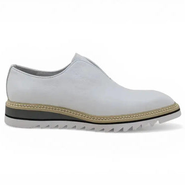 Carrucci Shoes Laceless Loafer Contrast Sole in White