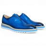 Carrucci Shoes Laceless Loafer Contrast Sole in Blue #color_ Blue