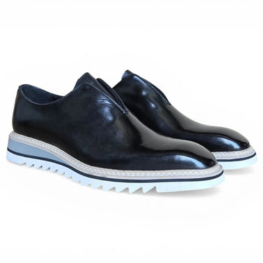 Carrucci Shoes Laceless Loafer Contrast Sole in Black