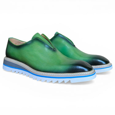 Carrucci Shoes Laceless Loafer Contrast Sole in Green