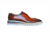 Carrucci Shoes Laceless Loafer Contrast Sole