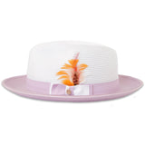 Ferrecci Tapa in Lavender and White Crushable Straw Fedora