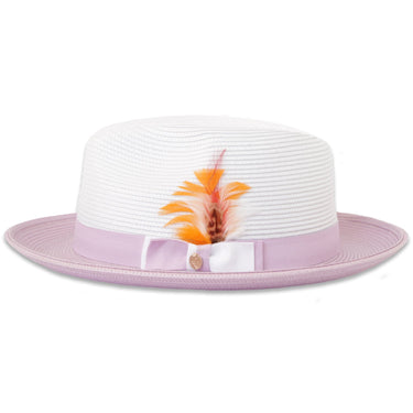 Ferrecci Tapa in Lavender and White Crushable Straw Fedora