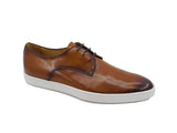 Carrucci Shoes Leather Derby Dress Sneaker in Cognac 10.5