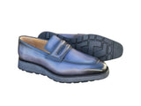 Carrucci Shoes Leather Penny Loafer Chunky Sole