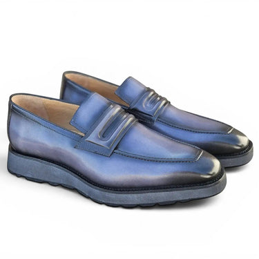 Carrucci Shoes Leather Penny Loafer Chunky Sole in Gray