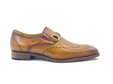 Carrucci Shoes Leather Sole Horsebit Loafer in Cognac