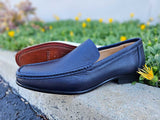 Carrucci Shoes Leather Sole Slip-on Loafer in Navy