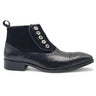 Leather & Suede Slip-On Boot in Black #color_ Black