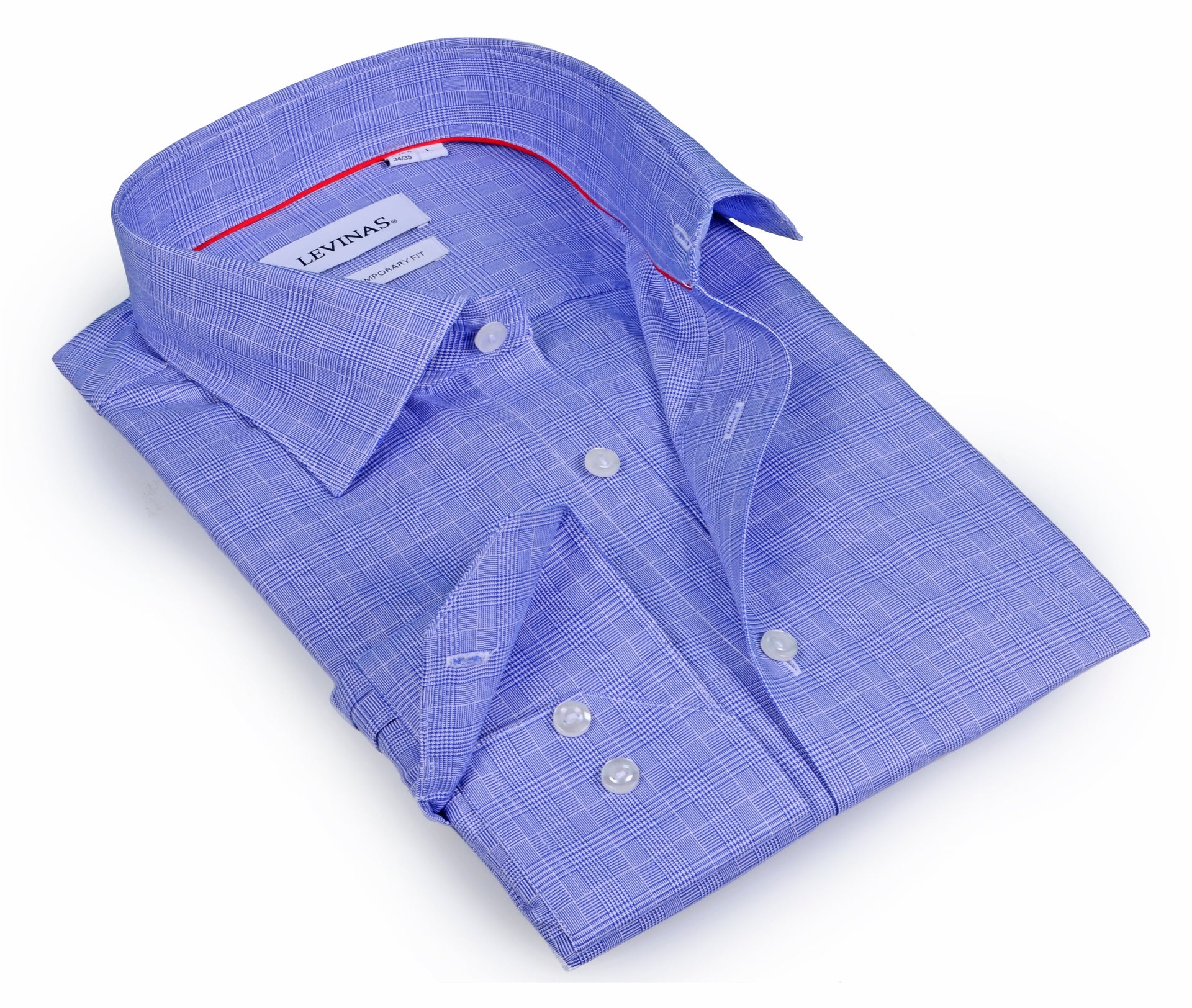 levinas dress shirts Contemporary Fit Size L 16 / 35 Purple Button up Shirt contrast Effortlessly stylish LEVINAS smart casual shirtssoft Tailored Fit Solid Cotton Dress