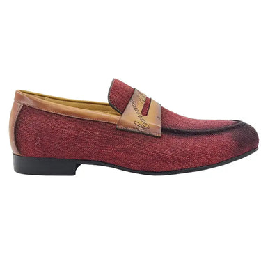 Carrucci Shoes Life Style Penny Loafer With Leather Trim in Red