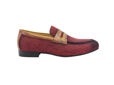 Carrucci Shoes Life Style Penny Loafer With Leather Trim in Red