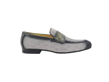 Carrucci Shoes Life Style Penny Loafer With Leather Trim in Gray
