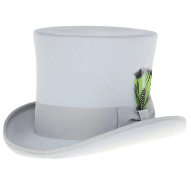 Ferrecci Premium Top Hat in Light Grey Wool Victorian Elegance in Light Grey