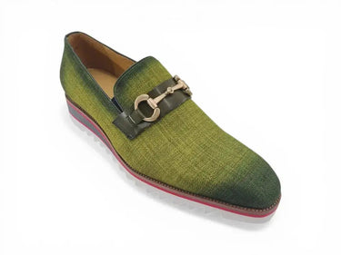 Carrucci Shoes Linen Loafer Gold Buckle Slip-On