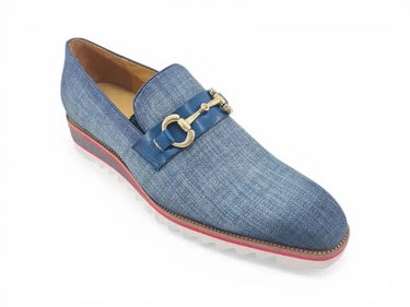 Carrucci Shoes Linen Loafer Gold Buckle Slip-On
