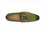 Carrucci Shoes Linen Loafer Gold Buckle Slip-On
