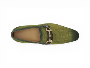 Carrucci Shoes Linen Loafer Gold Buckle Slip-On