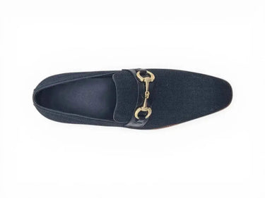 Carrucci Shoes Linen Loafer Gold Buckle Slip-On