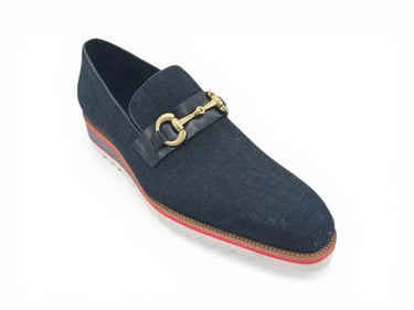 Carrucci Shoes Linen Loafer Gold Buckle Slip-On