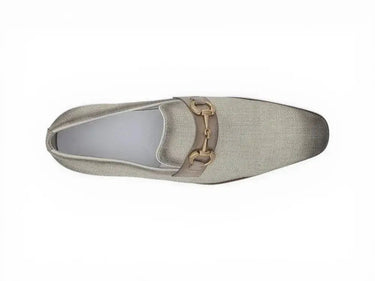 Carrucci Shoes Linen Loafer Gold Buckle Slip-On