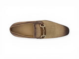Carrucci Shoes Linen Loafer Gold Buckle Slip-On