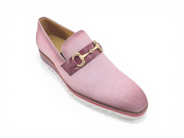 Carrucci Shoes Linen Loafer Gold Buckle Slip-On