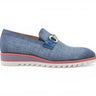 Carrucci Shoes Linen Loafer Gold Buckle Slip-On in Blue
