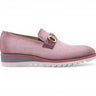 Carrucci Shoes Linen Loafer Gold Buckle Slip-On in Pink #color_ Pink
