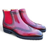 Lug Sole Chelsea Boot with Wingtip Toe in Burgundy #color_ Burgundy