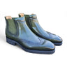Lug Sole Chelsea Boot with Wingtip Toe in Olive #color_ Olive