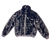 Calvere Furs Men's Reversible Diamond Mink and Leather Jacket with Full Skin Mink Collar in Black