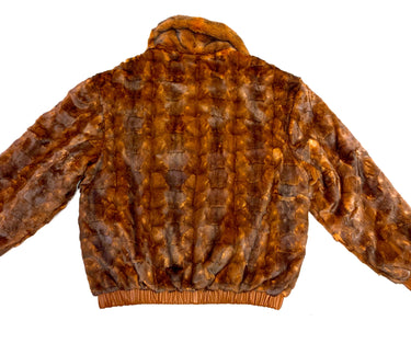 Calvere Furs Men's Reversible Diamond Mink and Leather Jacket with Full Skin Mink Collar in Whiskey